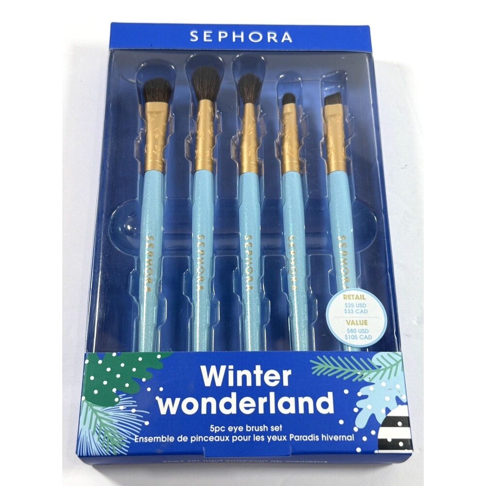 SEPHORA Winter Wonderland 5 piece eye brush set. christmas vegan discontinued